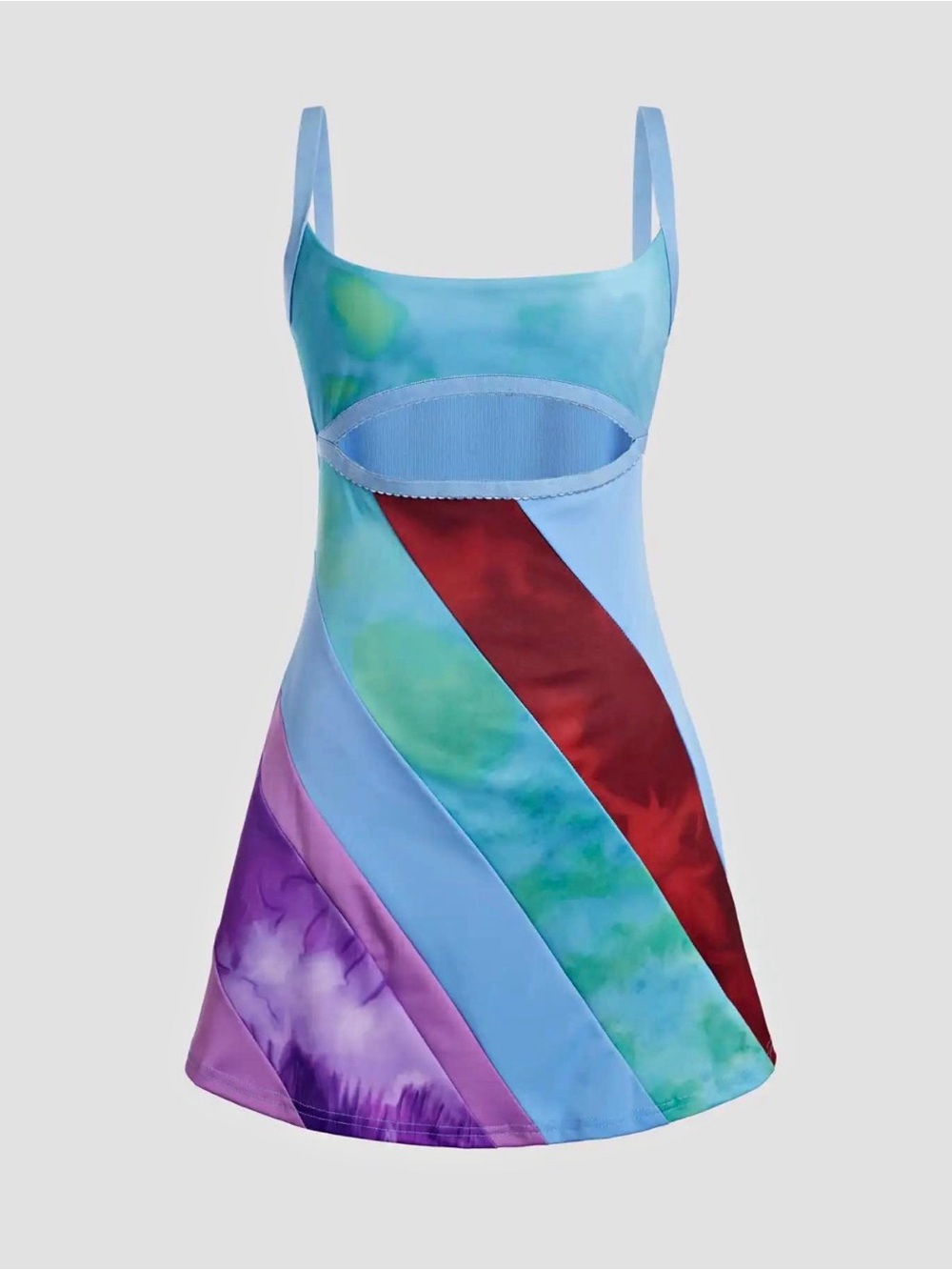 13 Going on 30 Blue Multi-Color Striped Cutout Chemise Cider Dress